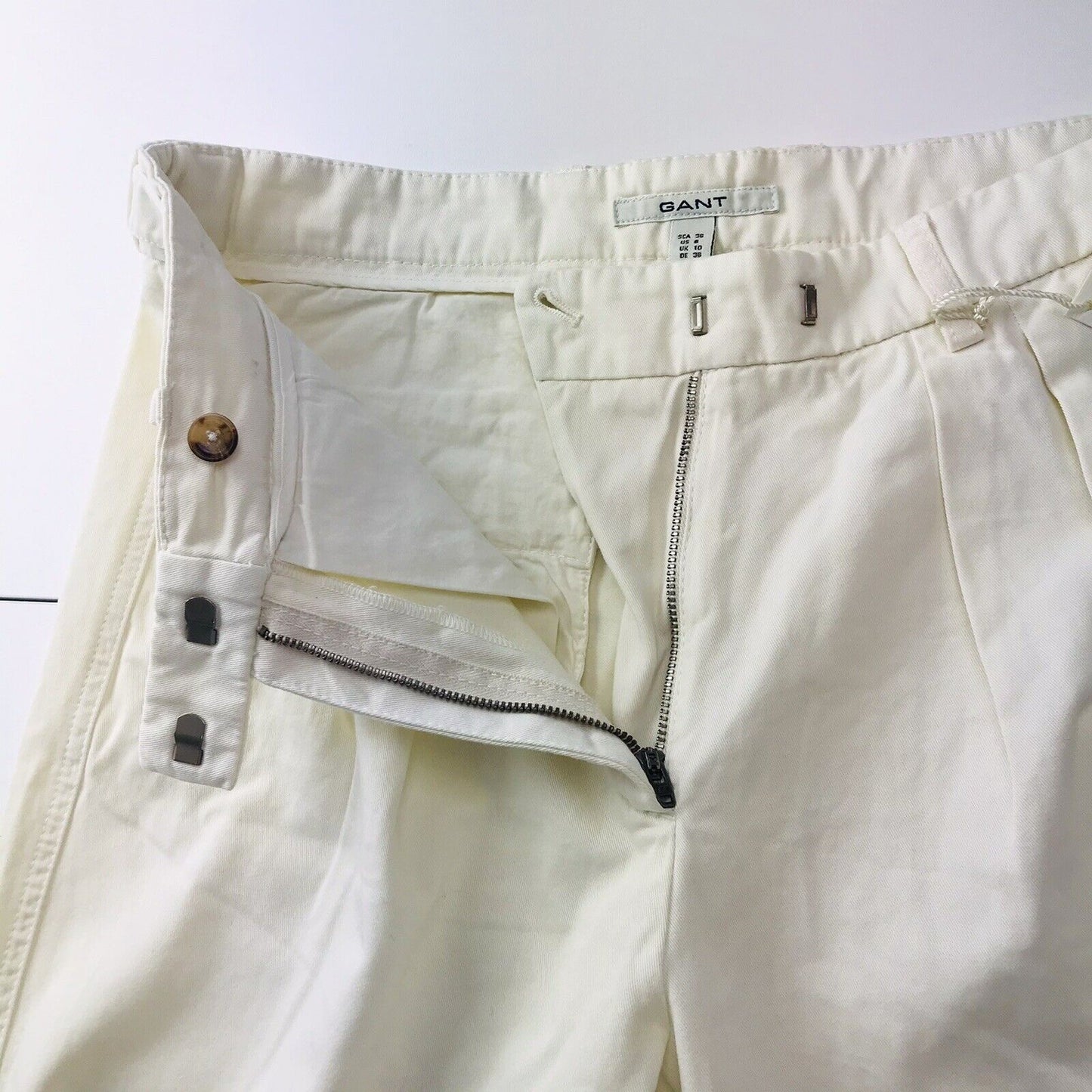 RRP €179 GANT Women Cream White Regular Straight Fit Trousers EUR 36 US 6 UK 10