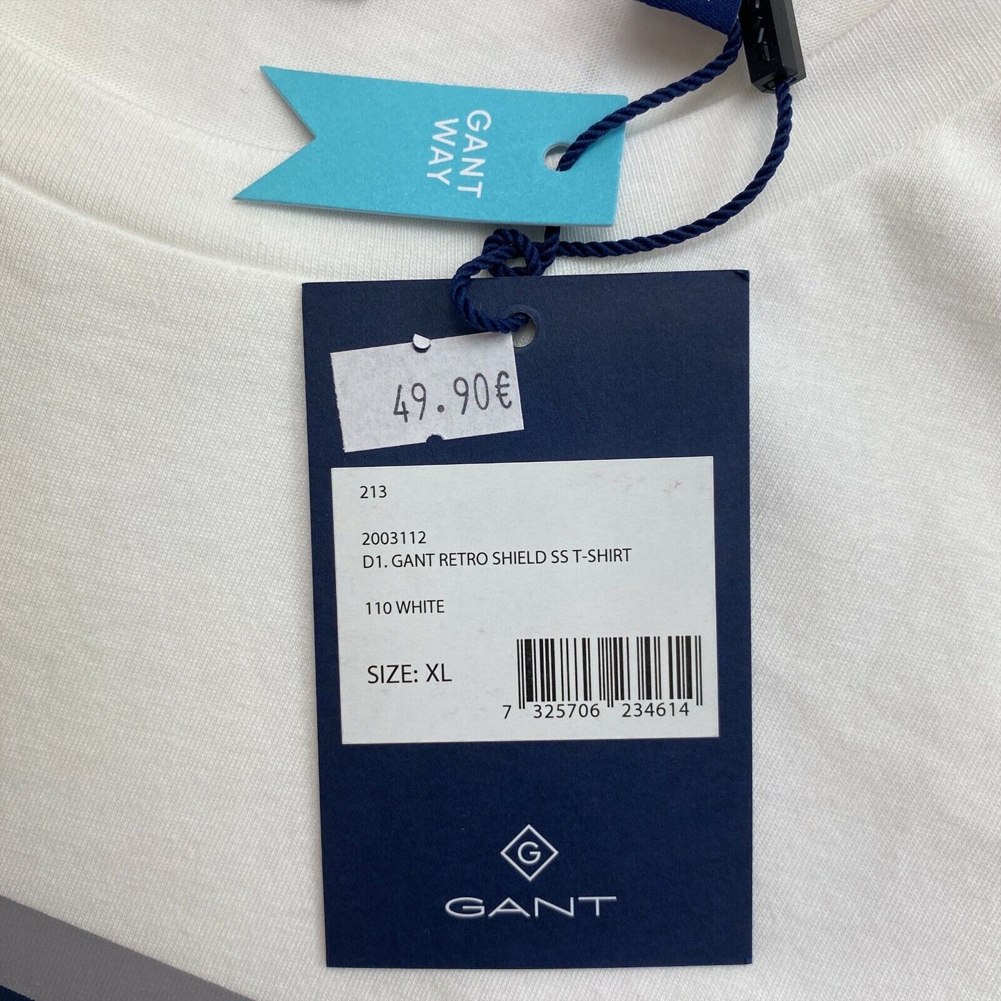 GANT White Retro Shield Crew Neck T Shirt Size M XL