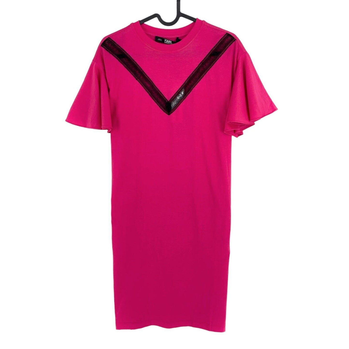 KARL LAGERFELD Robe T-shirt en jersey avec insert en dentelle rose Taille XS