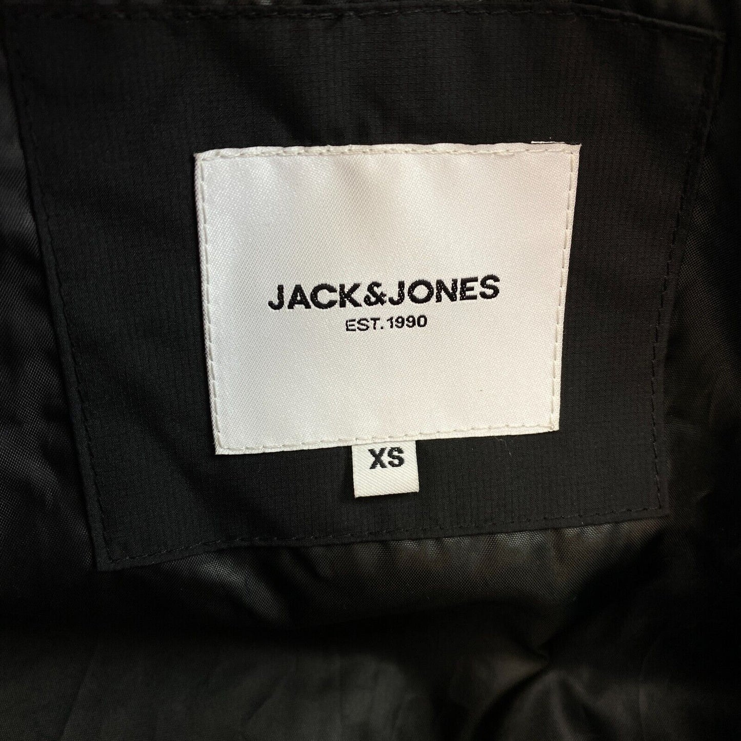 JACK&JONES Men Black Force Hooded Puffer Coat Jacket Size XS