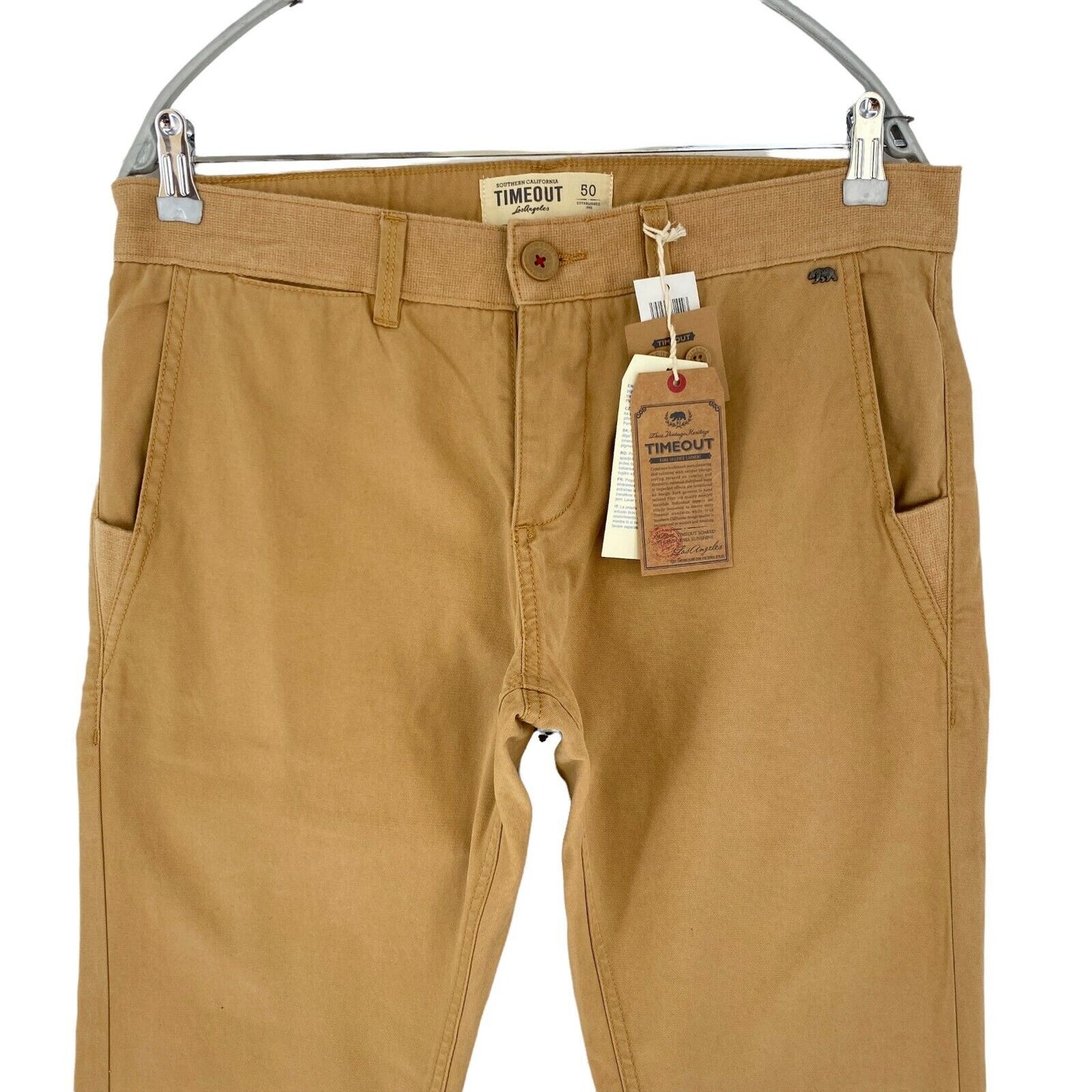 TIMEOUT Beige Regular Straight Fit Chino Trousers Size EUR 50 W34