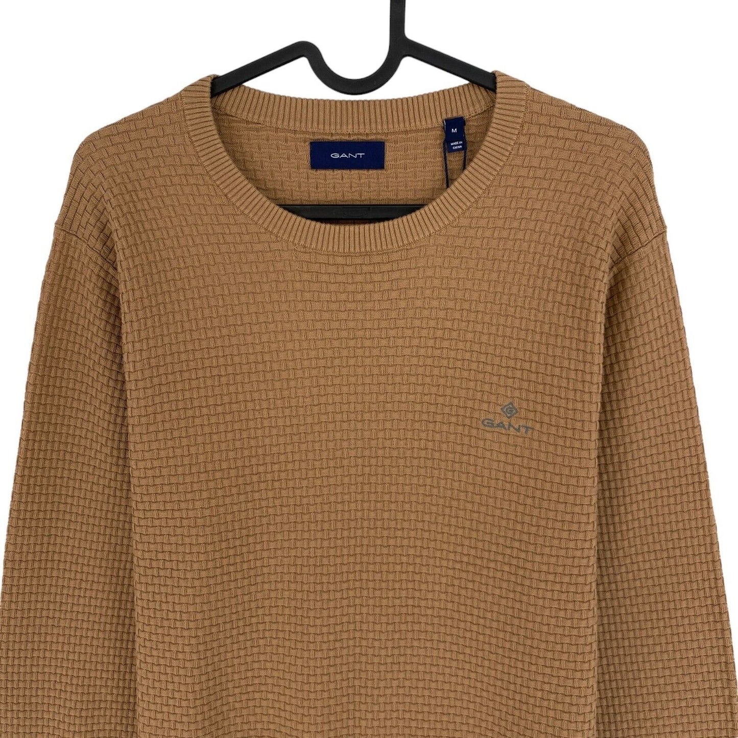 GANT Brauner Pullover mit Rundhalsausschnitt und Signatur-Webart, Größe M