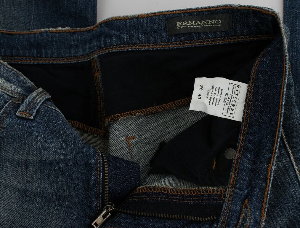 Ermanno Scervino Pantalon en jean bleu coupe slim de créateur RRP 560 $ W26 IT 40 UK 8