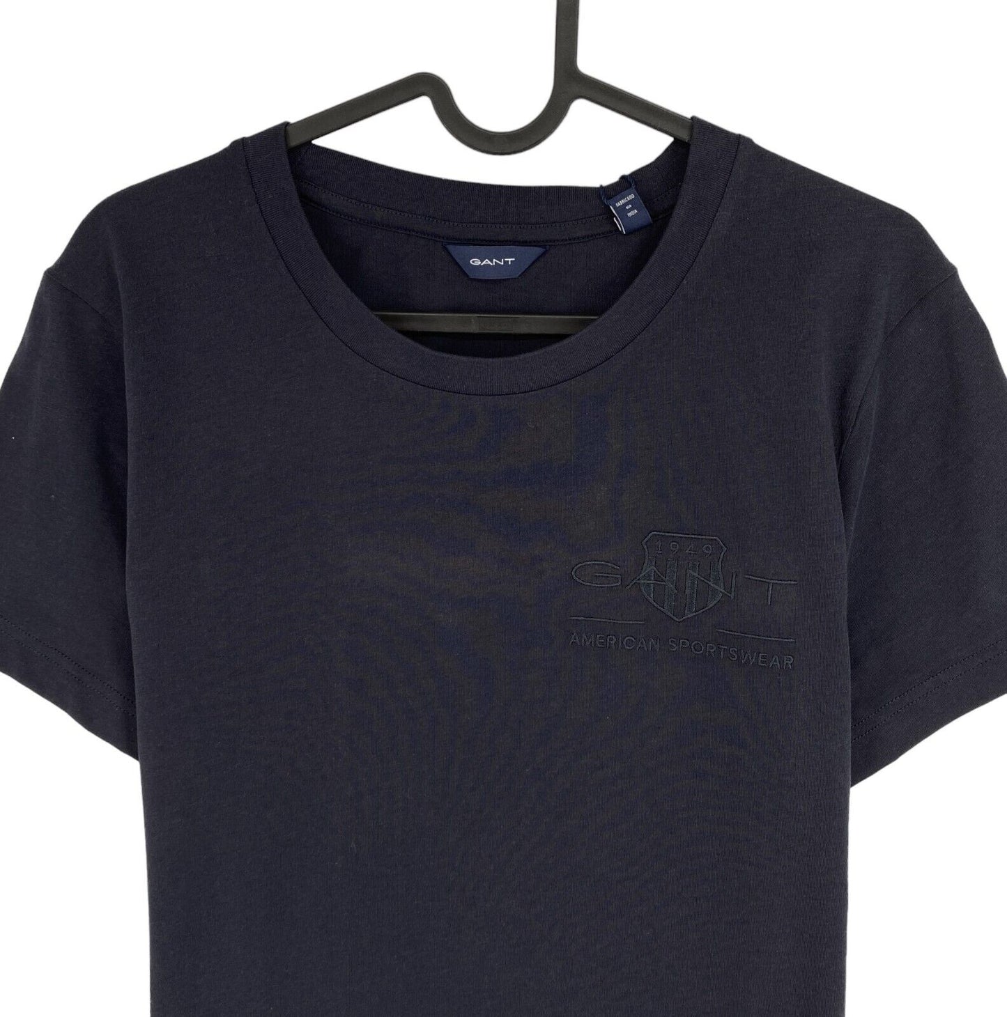 GANT Women Navy Blue Tonal Archive Shield Crew Neck Short Sleeves T Shirt Size L