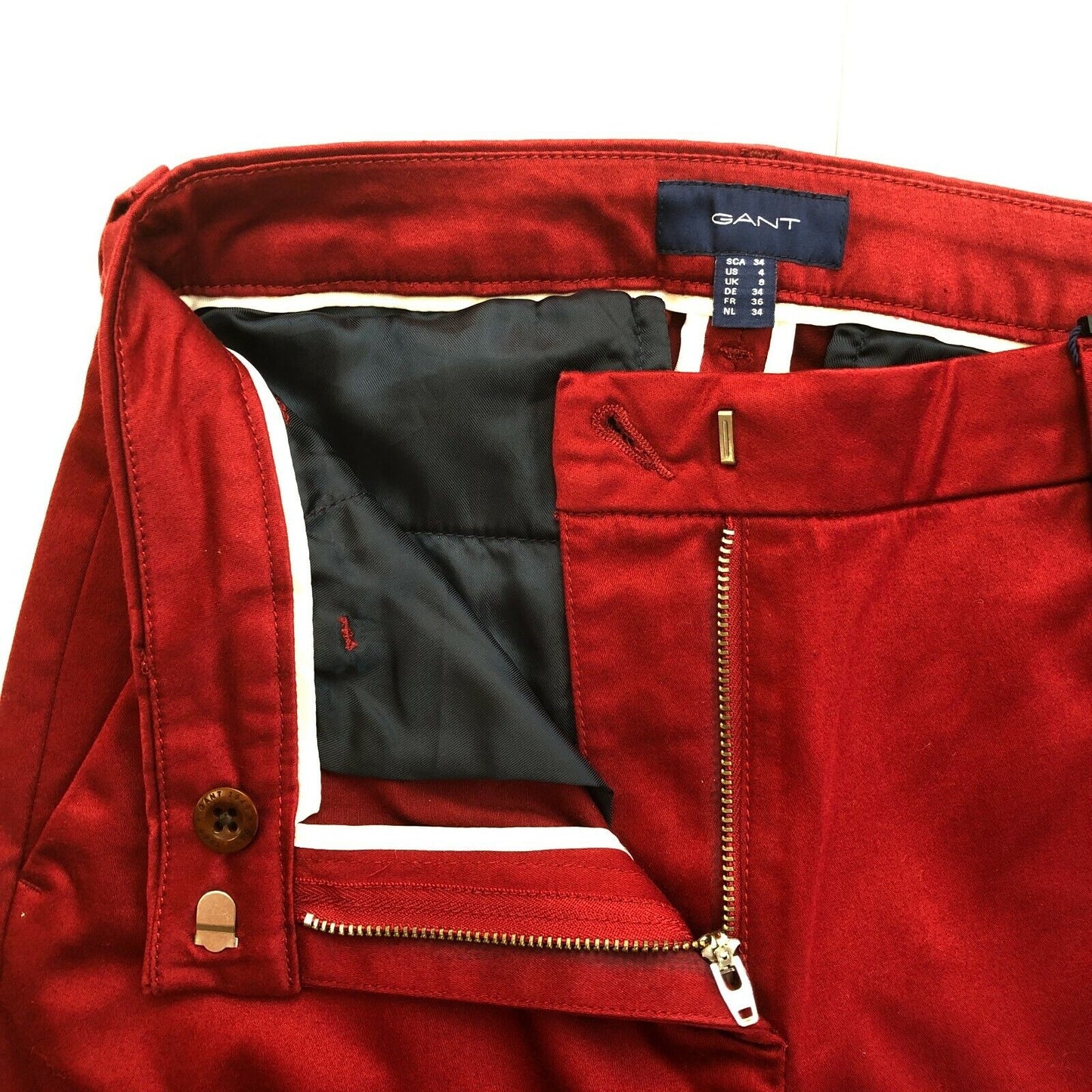 GANT Red Tech Prep Satin Slack Pants Hose Größe EU 34 UK 8 US 4