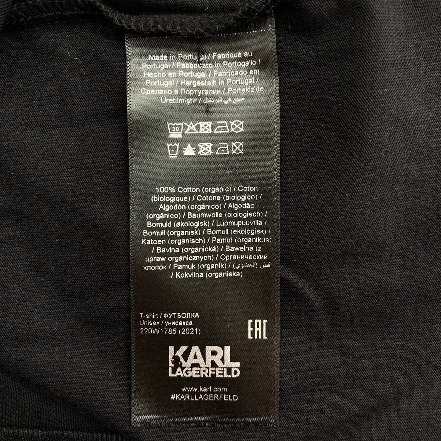 KARL LAGERFELD Black Unisex Ikonik Karl Crew Neck T Shirt Size XS