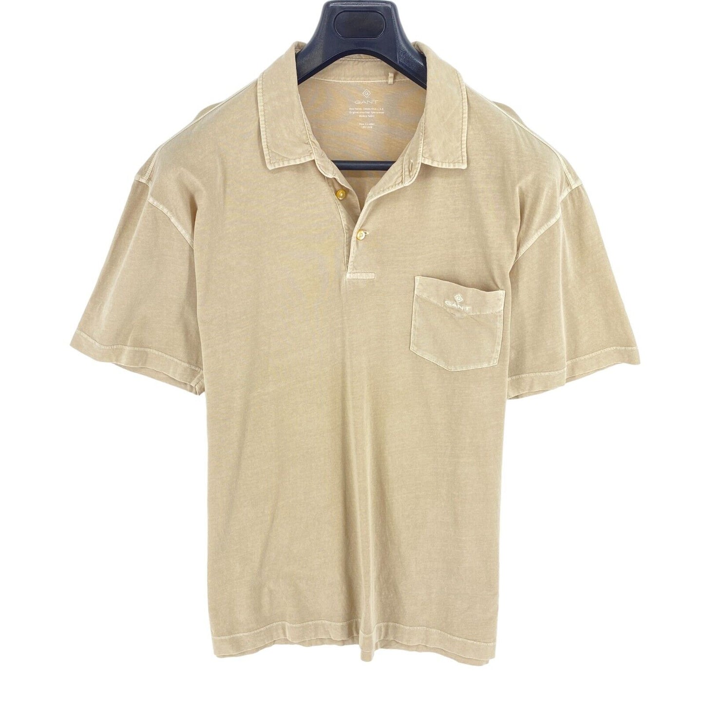 GANT Men Beige Solid Sun Faded Jersey Rugger Short Sleeves Polo Shirt Size XL