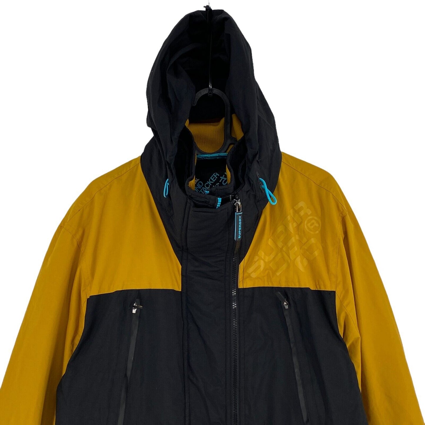 SUPERDRY THE ORIGINAL WINDATTACKER Yellow Black Hooded Jacket Size XL