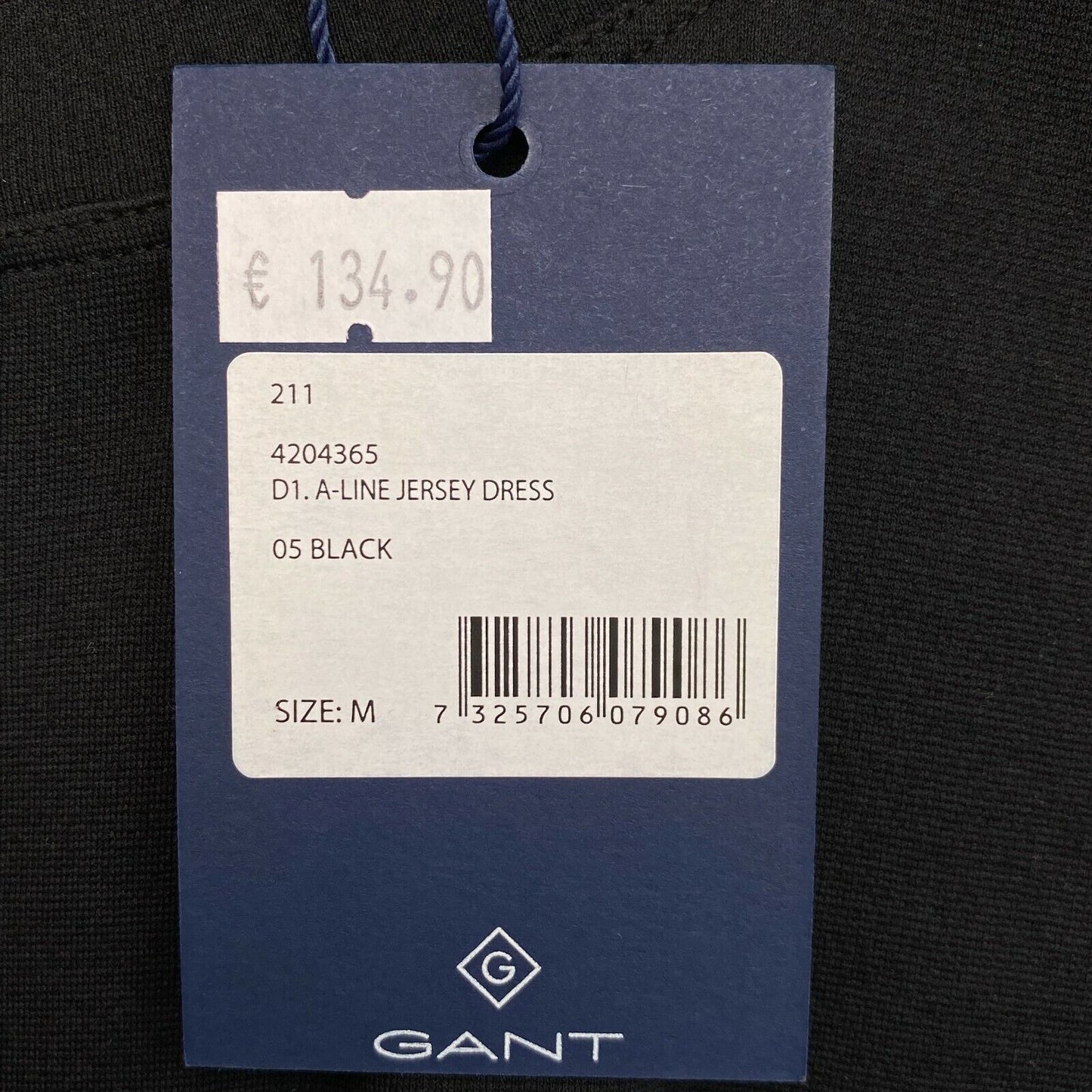 GANT Robe en jersey noire à col rond A Line Taille M