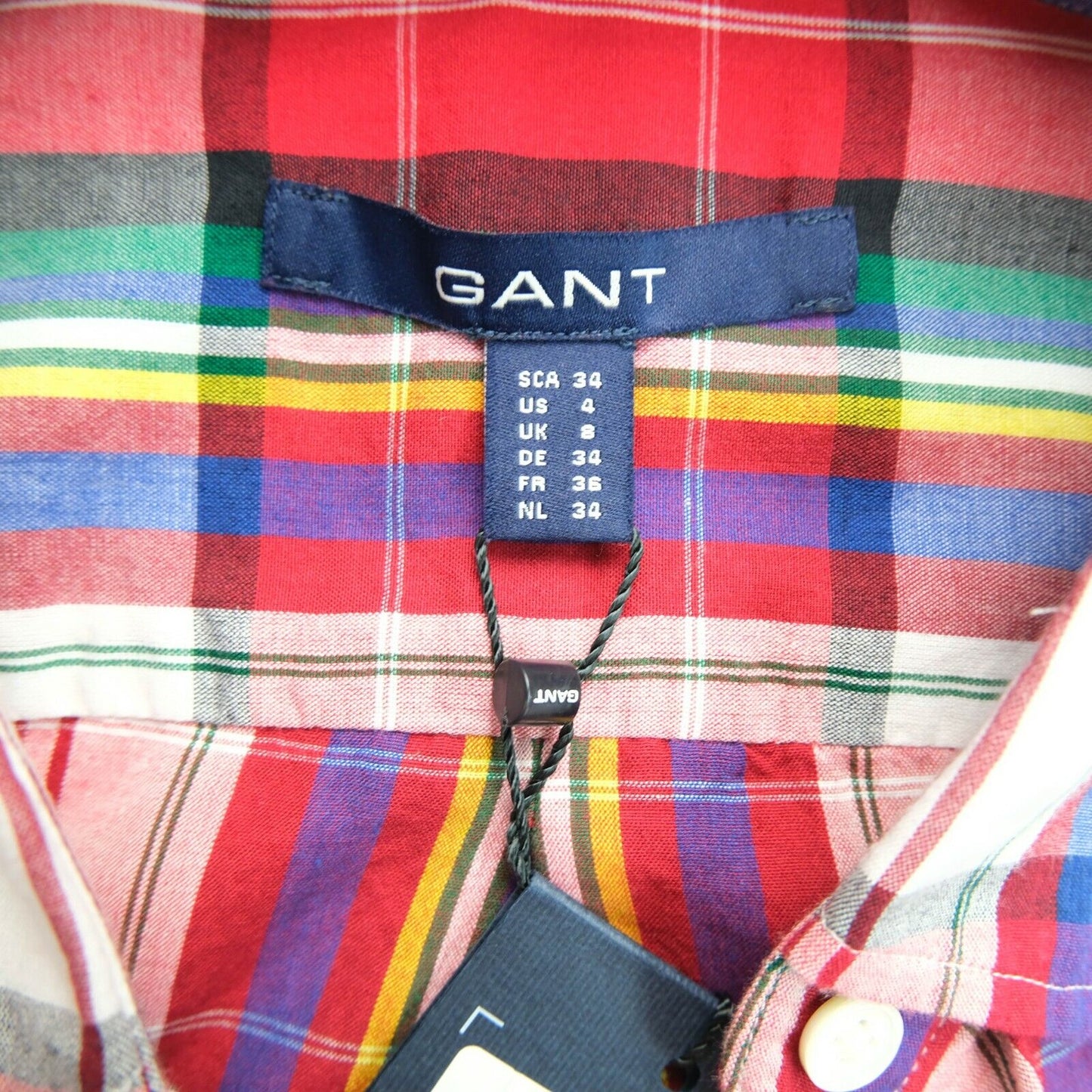 GANT Red Madras B Shirt Size EU 34 UK 8 US 4