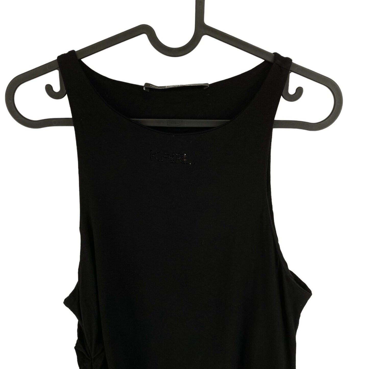 Karl Lagerfeld Schwarzes drapiertes Tanktop, Größe S