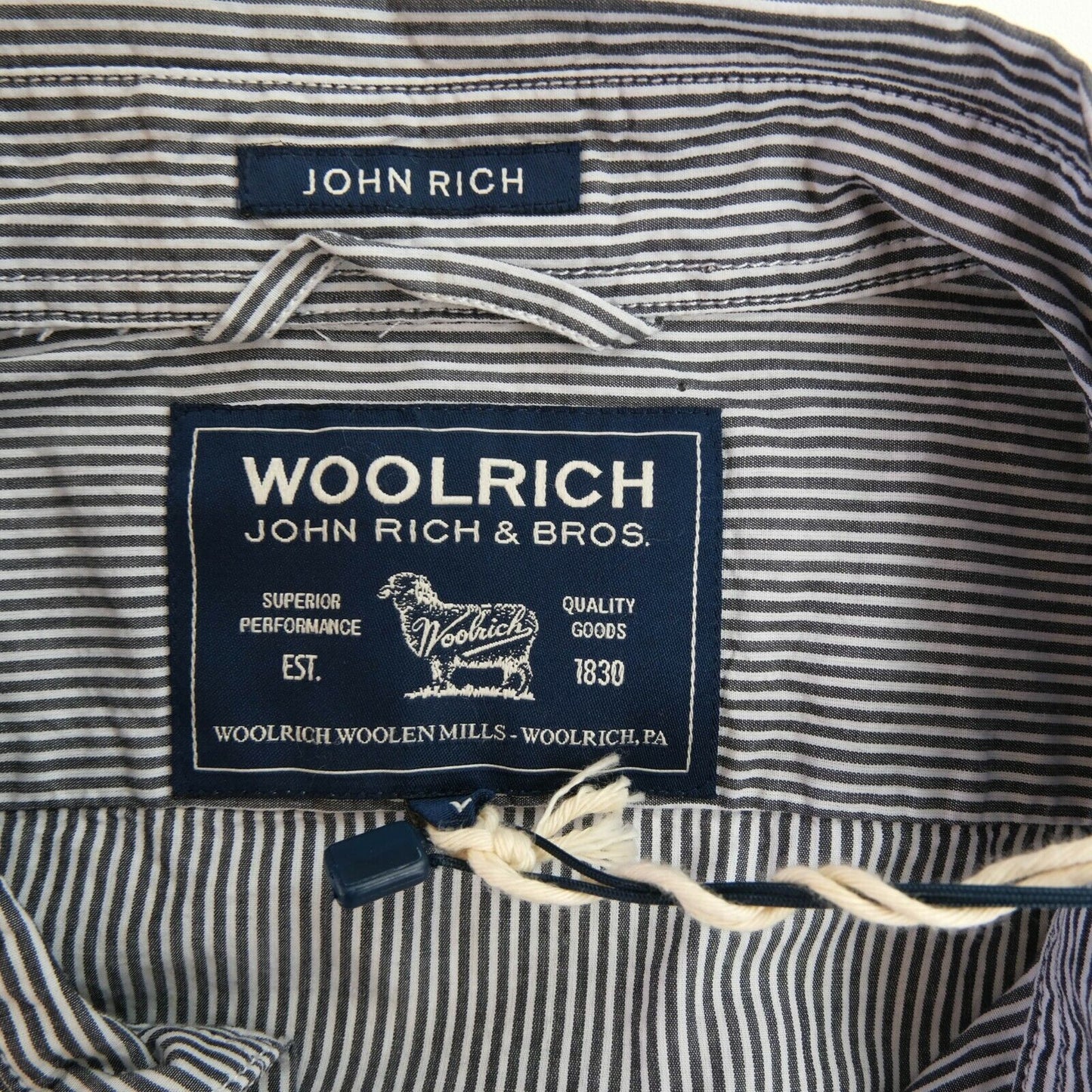 WOOLRICH Blue Striped New Classic Shirt Size L XL