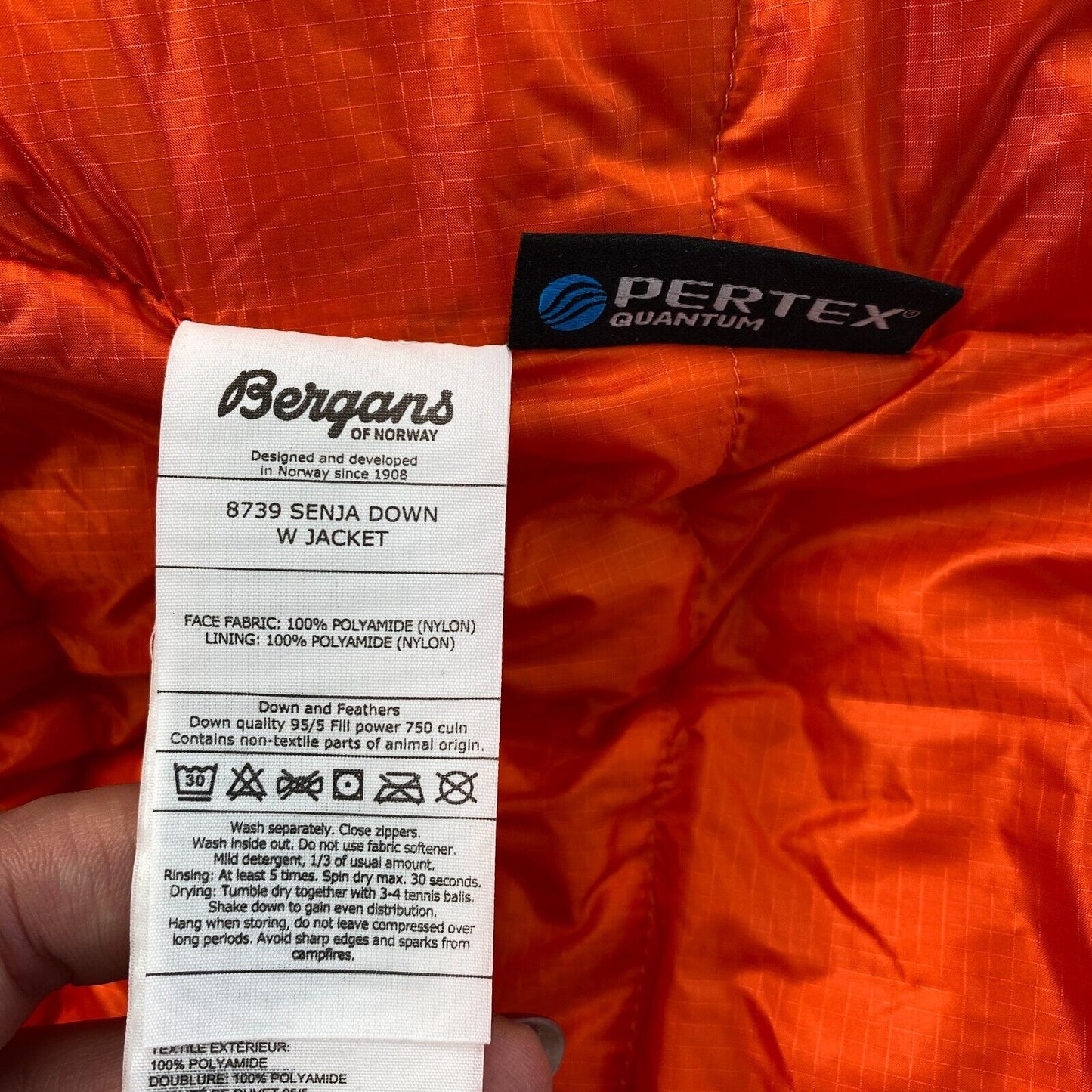 Bergans Of Norway Women Orange Senja Down Hooded Puffer Jacket Size L