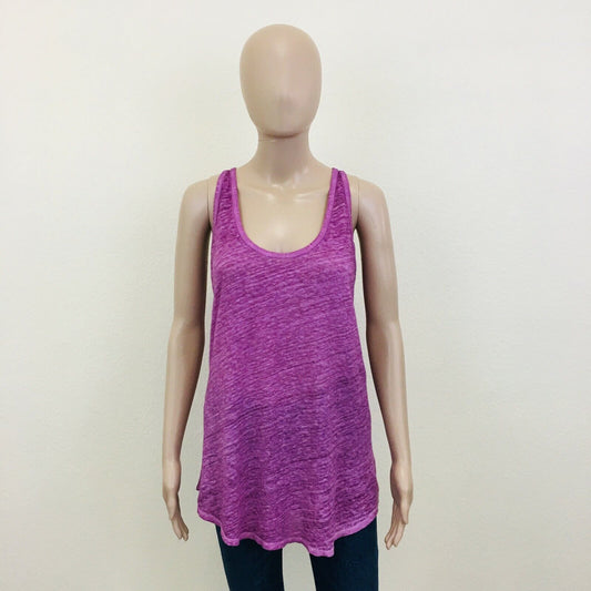 ZARA 100% Linen Purple Tank Top T Shirt Size L