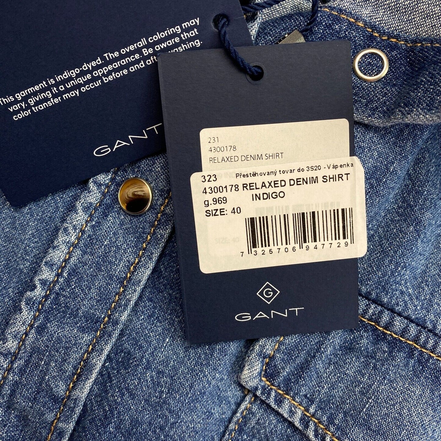 GANT Dunkelblaues Relaxed-Jeanshemd Größe EU 40 UK 12 US 10