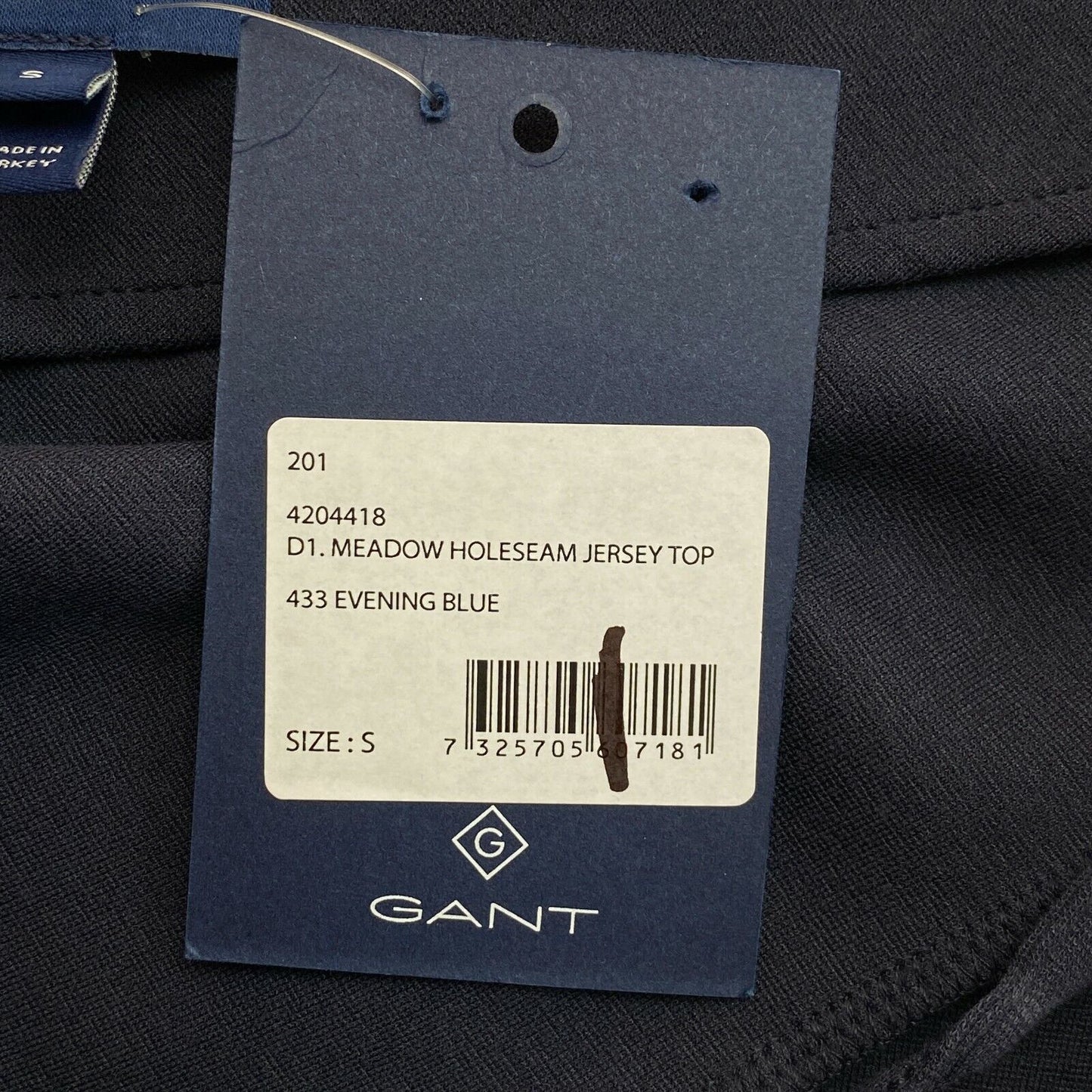 GANT Navy Blue Meadow Hole Seam Jersey Top Size S