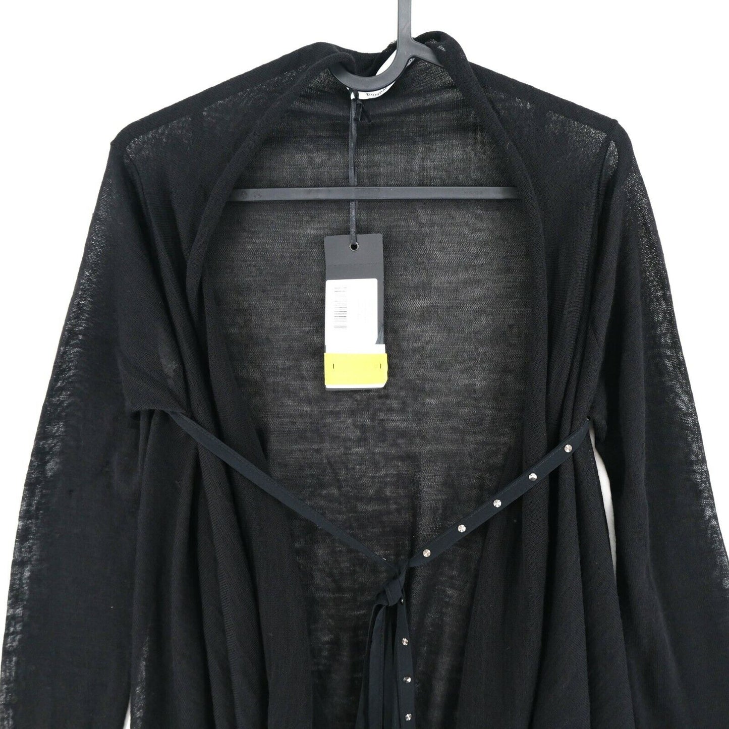 COMPAGNIA ITALIANA Black V Neck Pleated Wool Blend Cardigan Size M