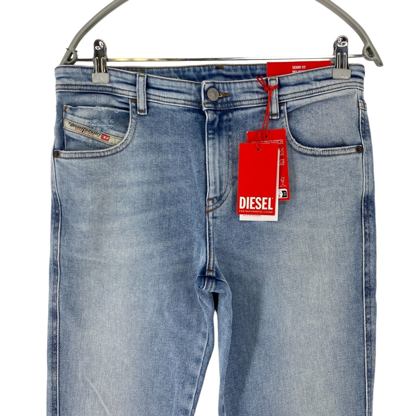 Diesel 2015 BABHILA Femmes Bleu Taille Moyenne Skinny Fit Jeans En Détresse W30 L32