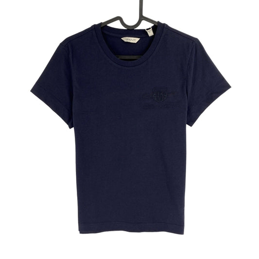 GANT Women Navy Blue Reg Tonal Shield Crew Neck Short Sleeves T Shirt Size M