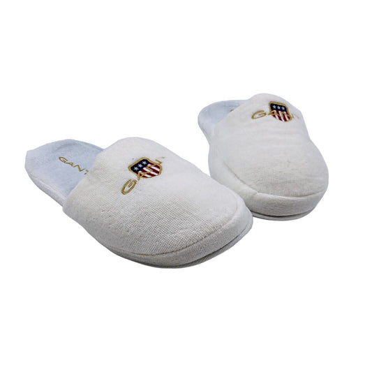 GANT White Unisex Graphic Logo Slip On Home Slippers Size L / XL