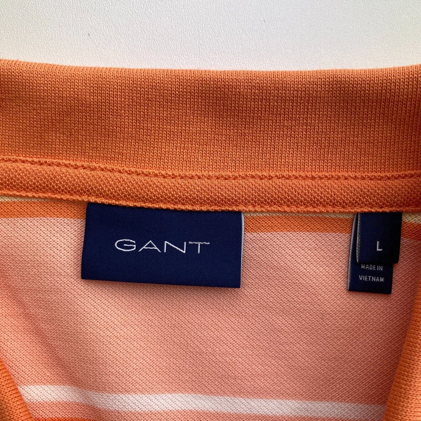 GANT Men Orange Multi Stripe Short Sleeves Pique Rugger Polo Shirt Size L