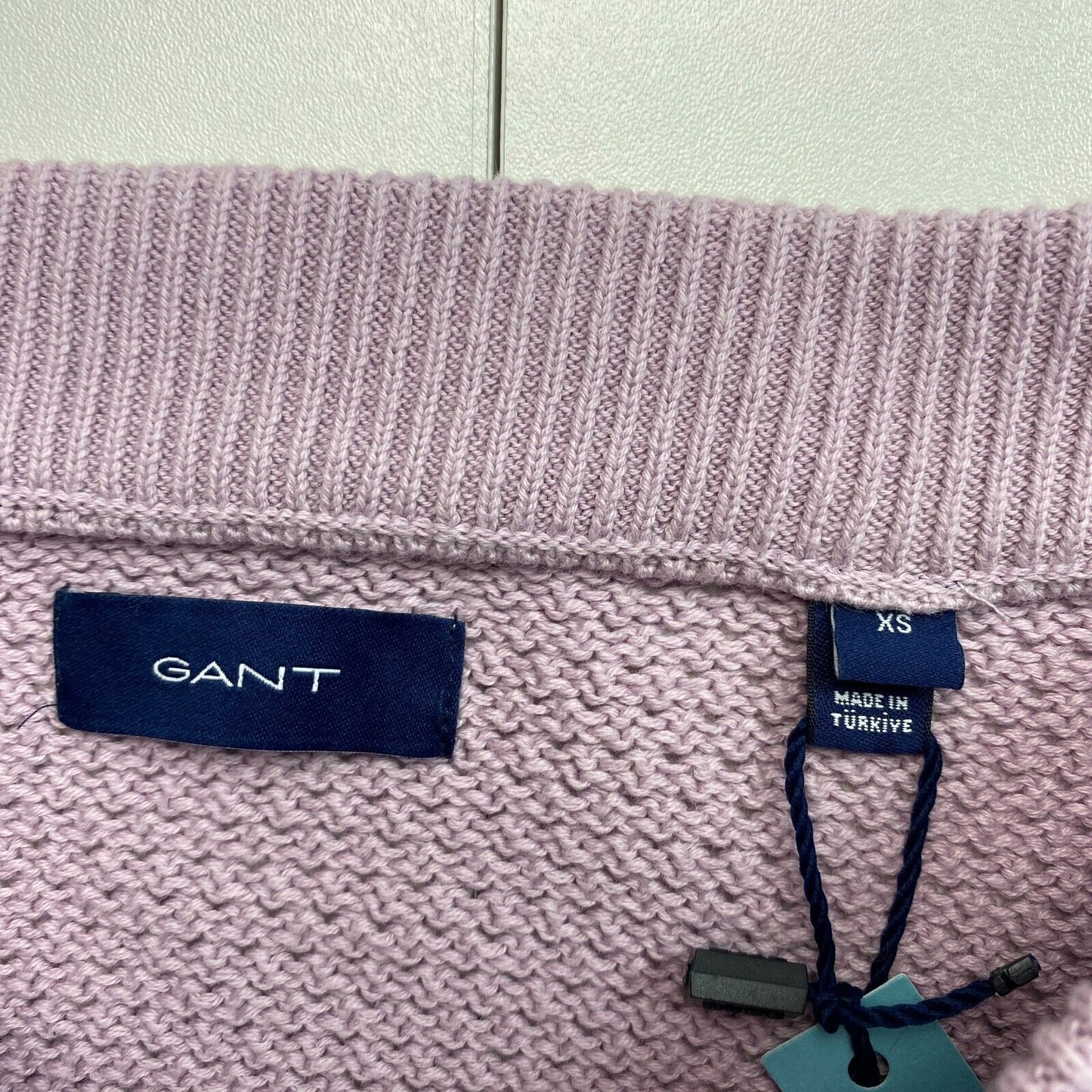 GANT Pullover mit U-Boot-Ausschnitt, Baumwolle, Struktur, Violett, Größe XS