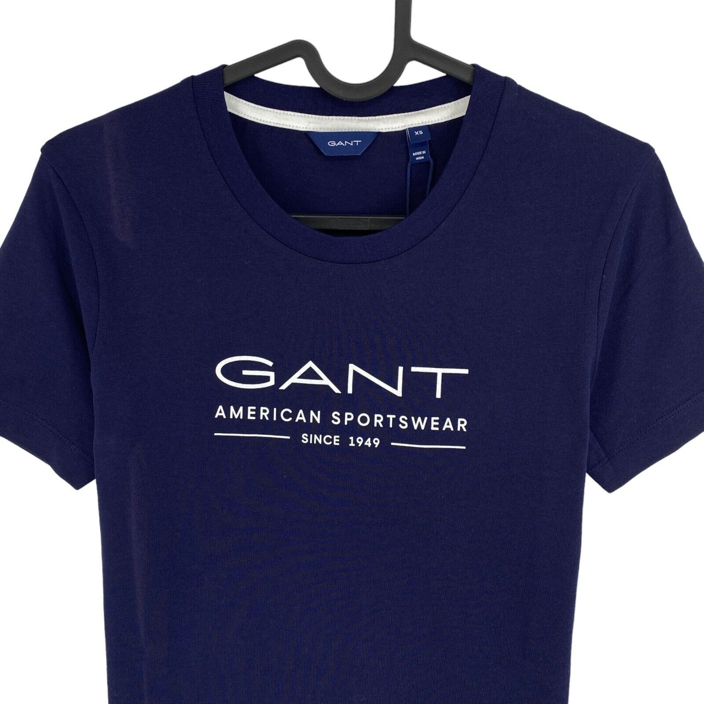 GANT Women Navy Blue MD Summer Logo Crew Neck Short Sleeves T Shirt Size XS