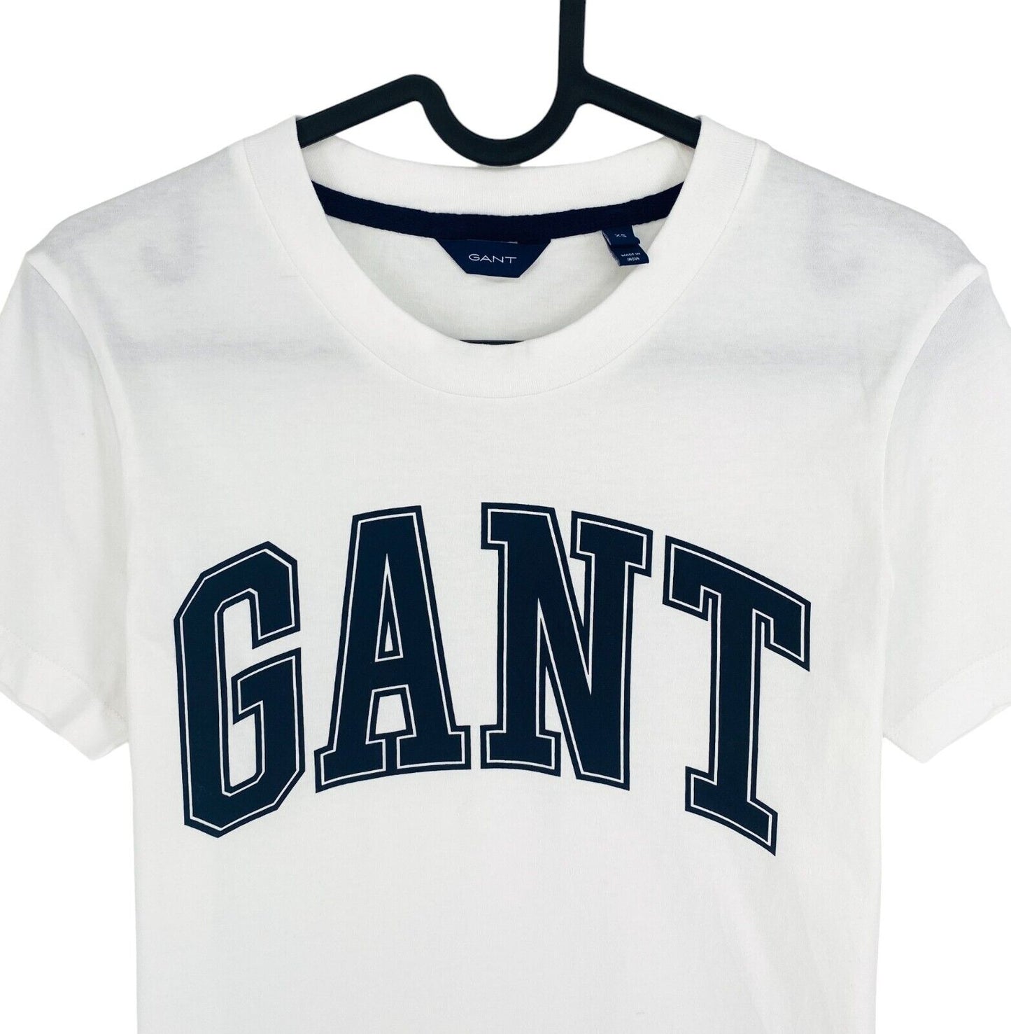 GANT Women White Logo Crew Neck Short Sleeves T Shirt Size XS