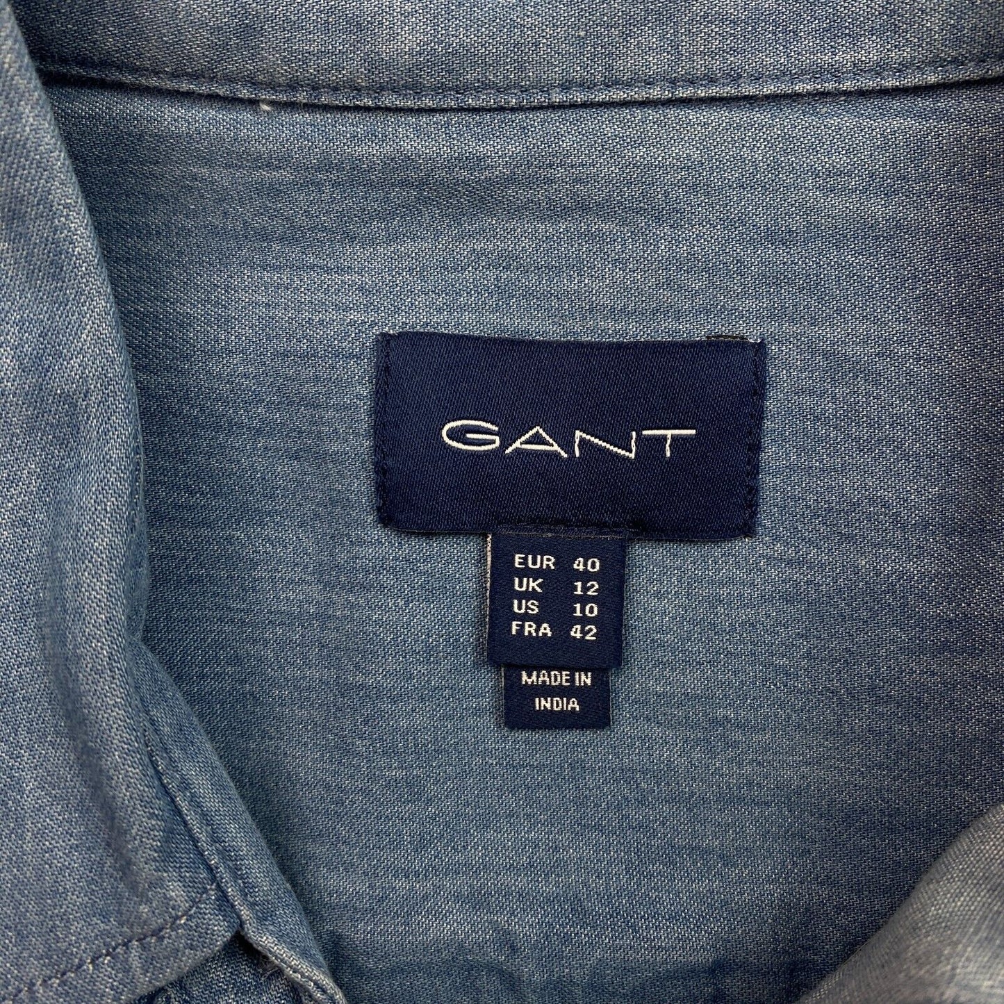 GANT Blaues Indigo-Volanthemd, Größe EU 40, UK 12, US 10