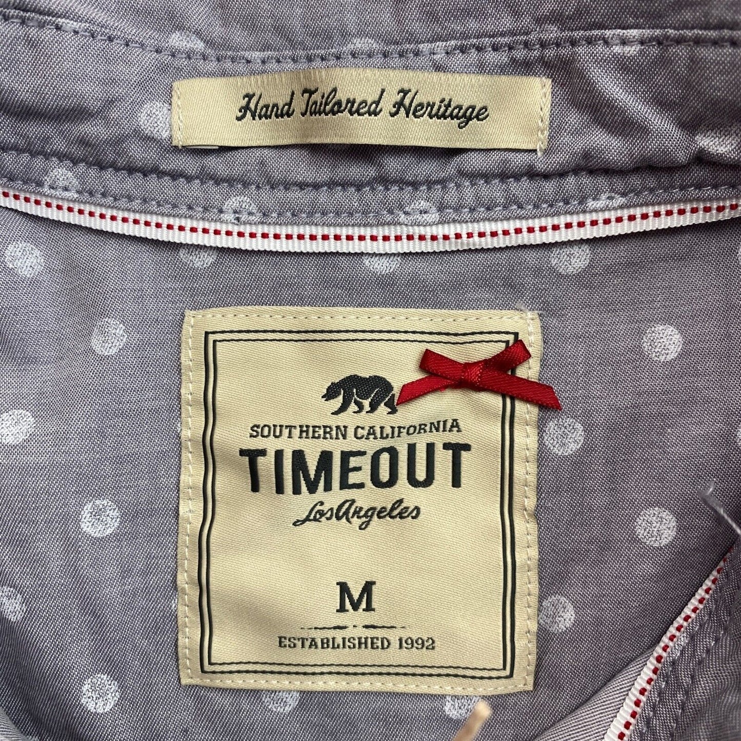 TIME OUT Grey Dot Print 100% Cotton Shirt Size M