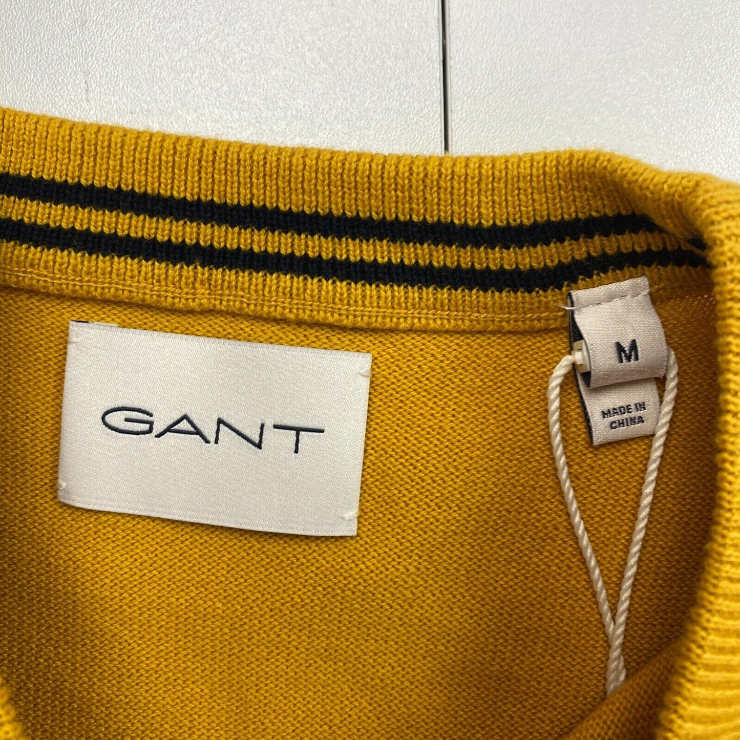 GANT Jaune Foncé Classique Coton Crew Neck Jumper Pull Taille M