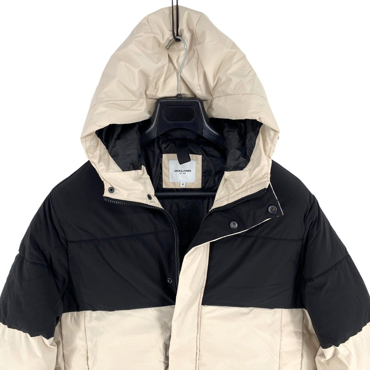 JACK&JONES Men Beige Force Hooded Puffer Coat Jacket Size S