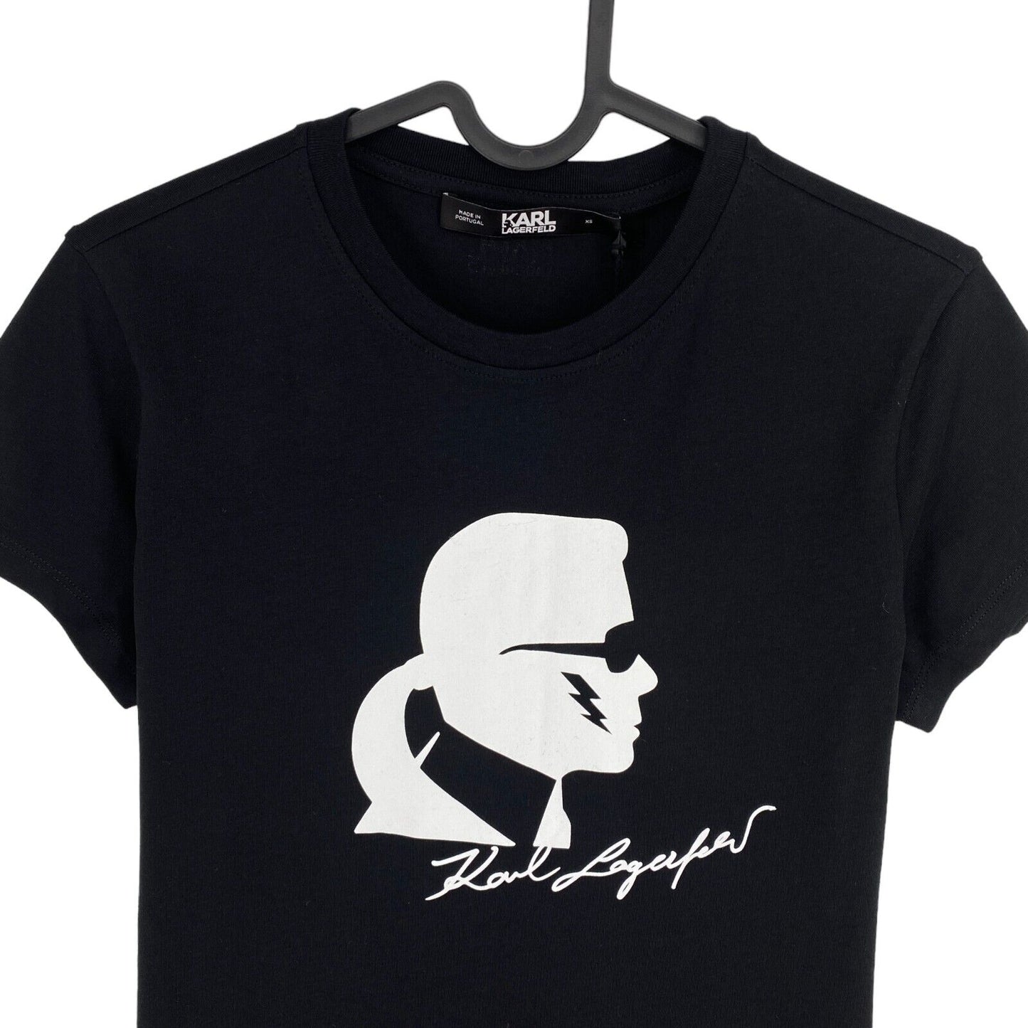 Karl Lagerfeld Women Black Karl Head Crew Neck T Shirt Size XS