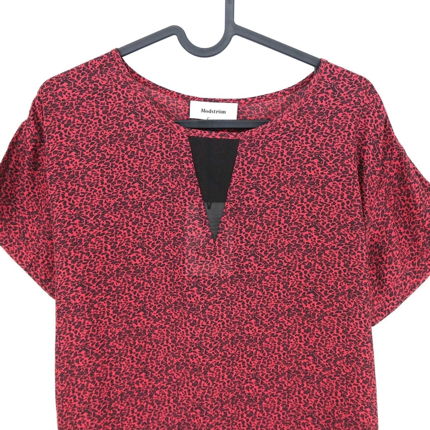 RRP €59 MODSTROM Red Leo Print Crew Neck Blouse Top T Shirt Size L