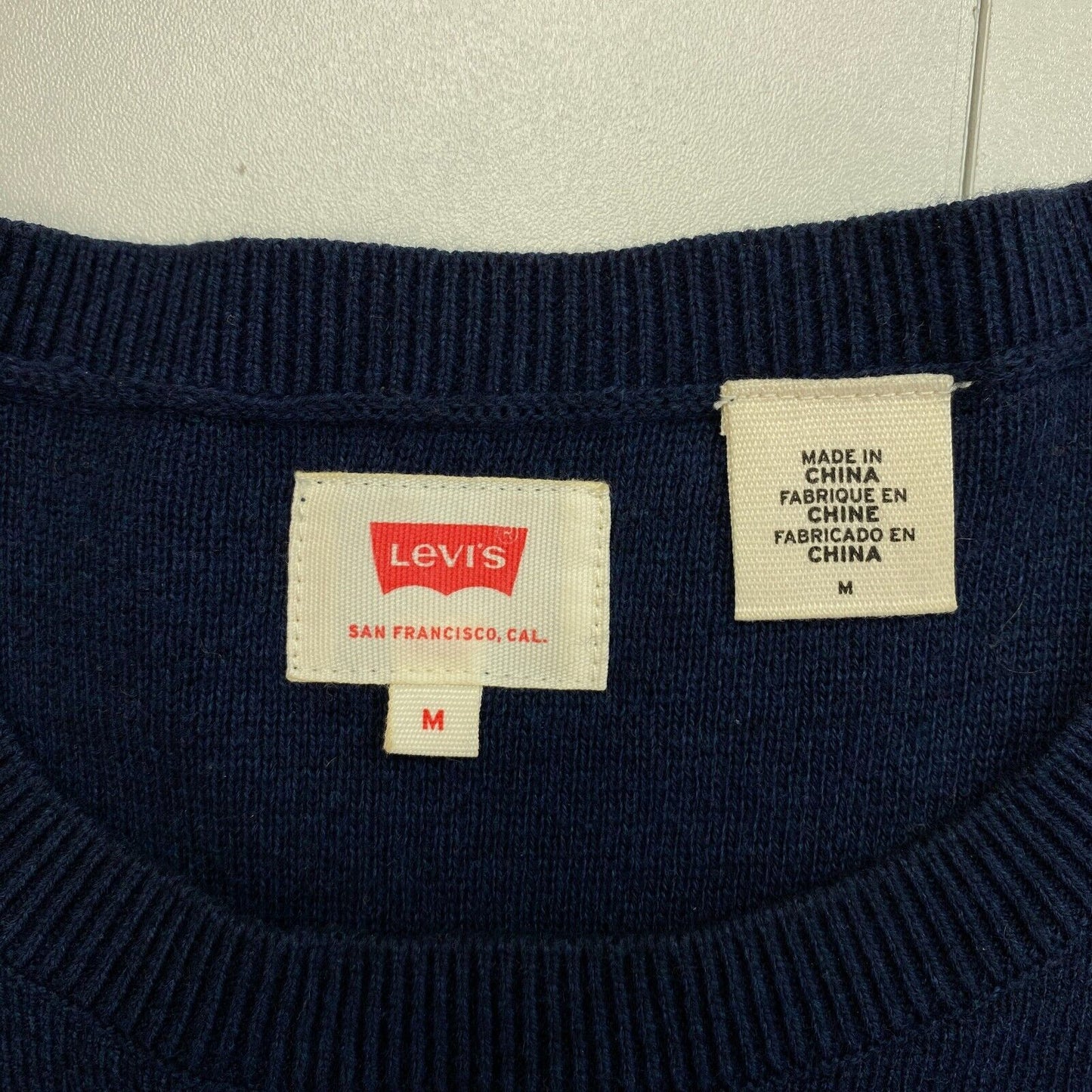 Levi`s Navy Blue Cotton Cashmere Crew Neck Sweater Pullover Size M