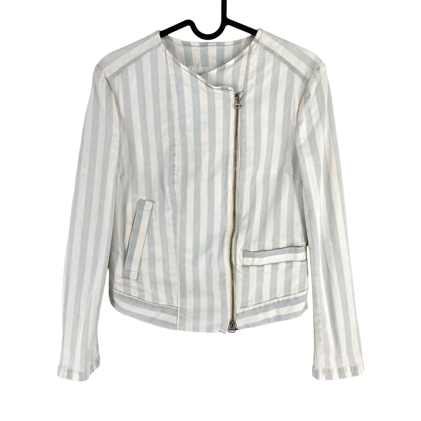 Jacob Cohen Women Beige Striped Jacket Size IT 40 EU 36 UK 8 US 6