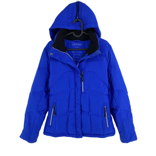 Calvin Klein Blue Hooded Down Puffer Coat Jacket Size XS