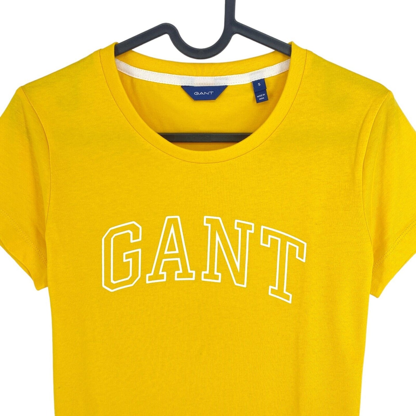 GANT T-Shirt mit Rundhalsausschnitt und Logo, Gelb, Größe S