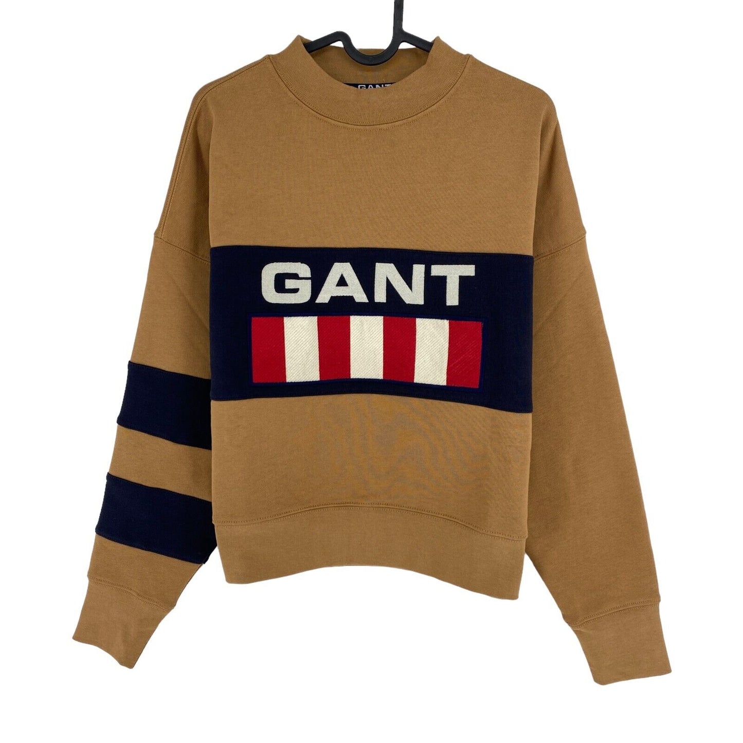 GANT Brown Retro Logo Block Crew Neck Jumper Pull Taille XS