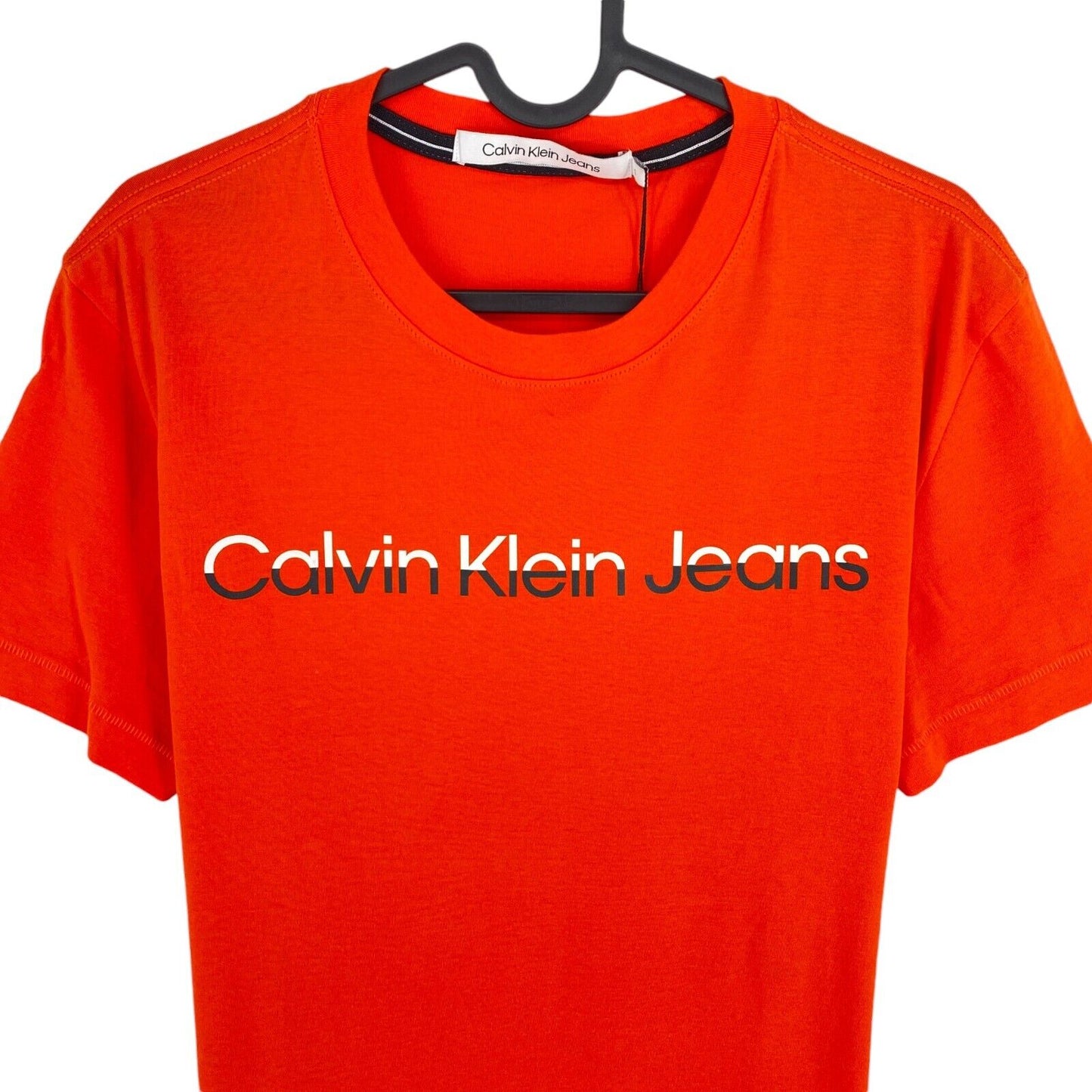 CALVIN KLEIN JEANS Men Orange Short Sleeves Crew Neck T-Shirt Size S