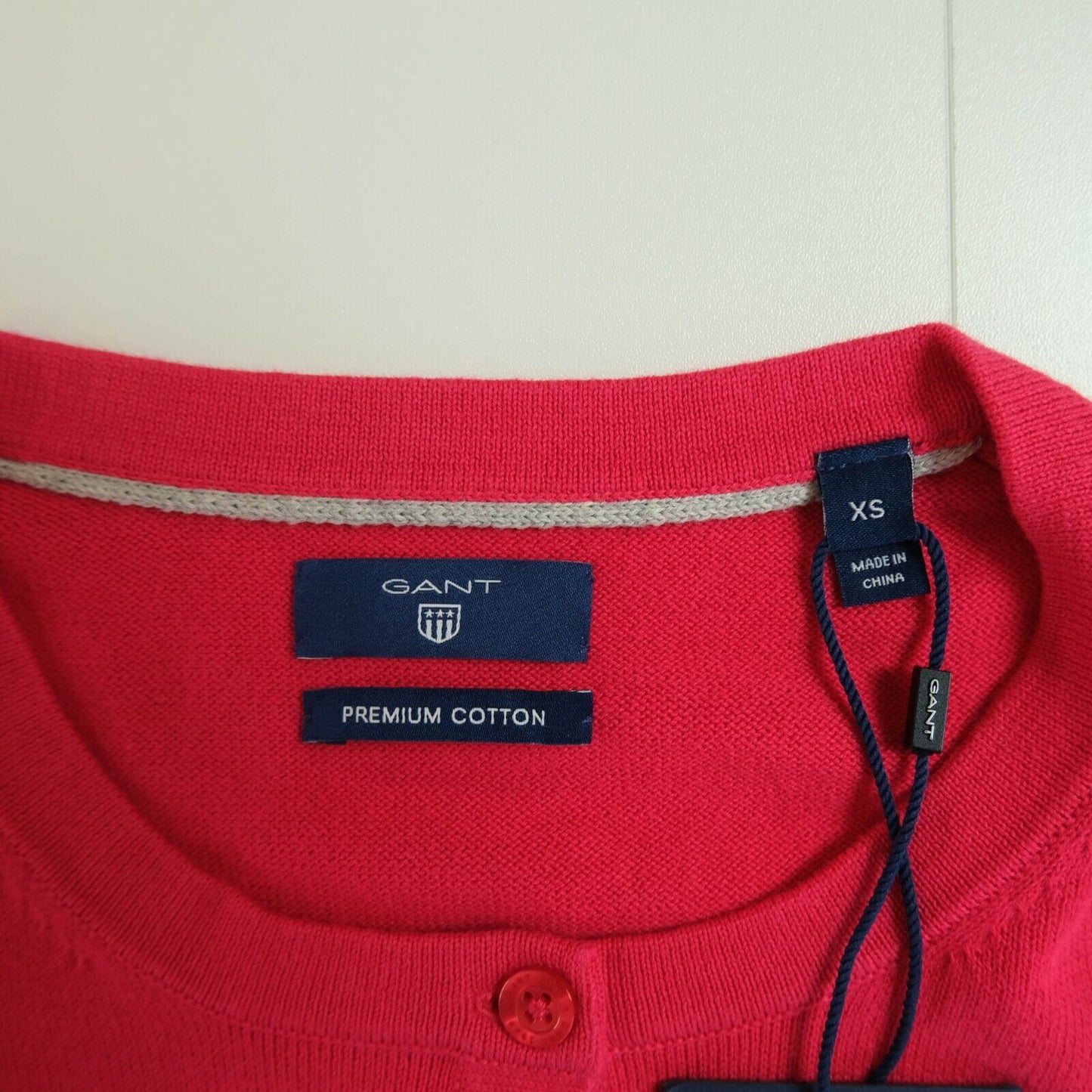 GANT Rose Red 100% Cotton V Neck Cardigan Jumper Size XS