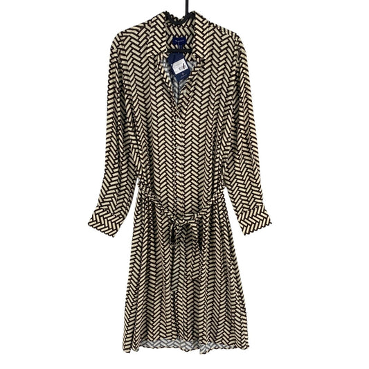 GANT Women Brown Geometric Long Sleeves A Line Shirt Dress Size EU 36 UK 8 US 6