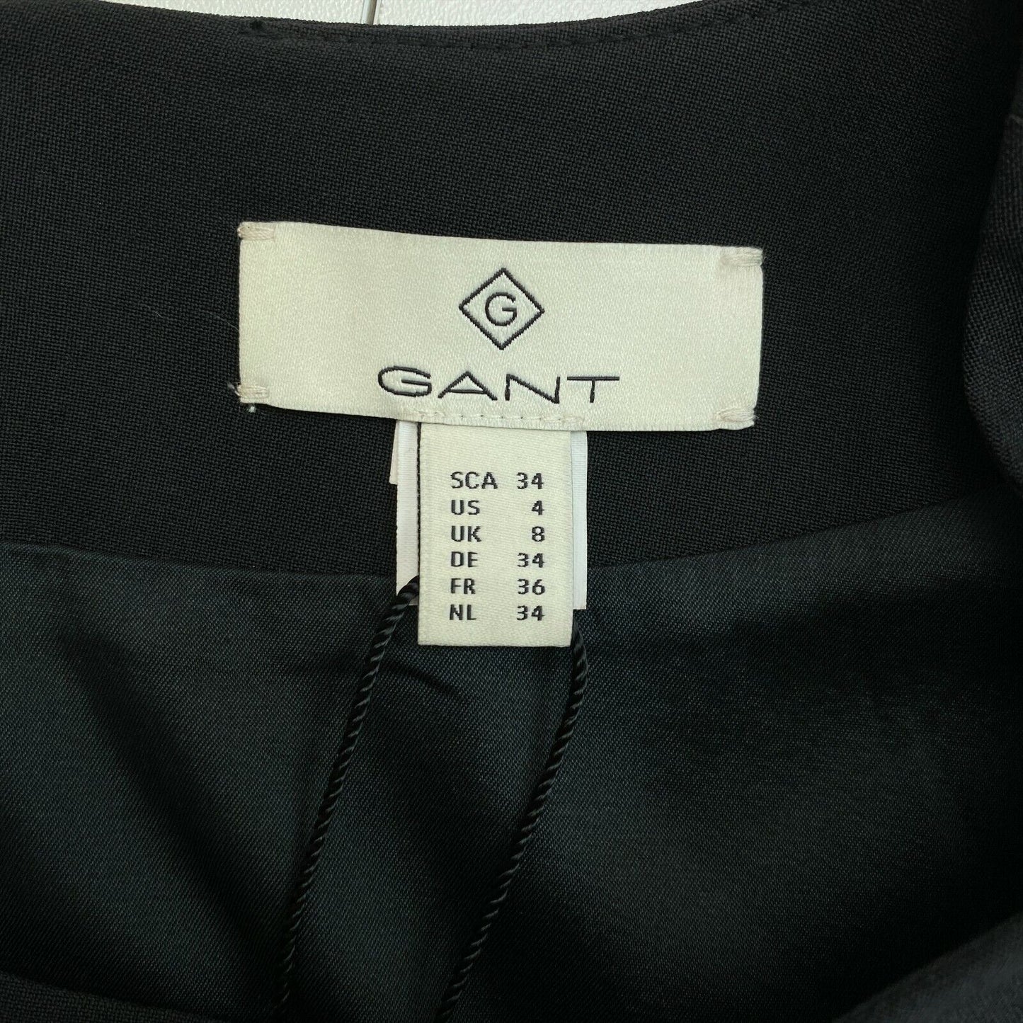 GANT Black Bi-Stretch Wool Fitted Crew Neck Dress Size EU 34 UK 8 US 4