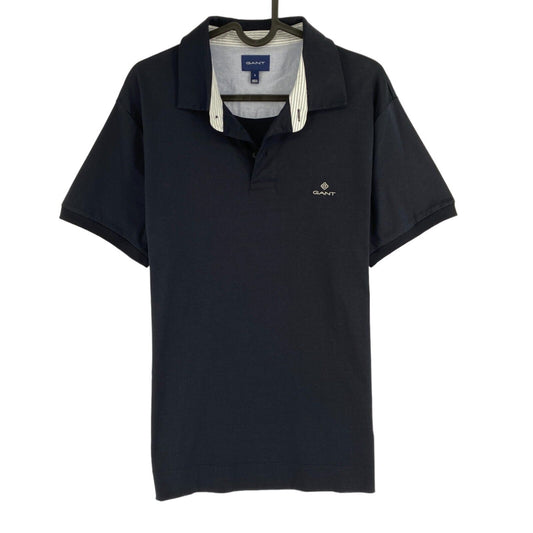 GANT Men Navy Blue Mercerized Jersey Short Sleeve Rugger Polo Shirt Size L