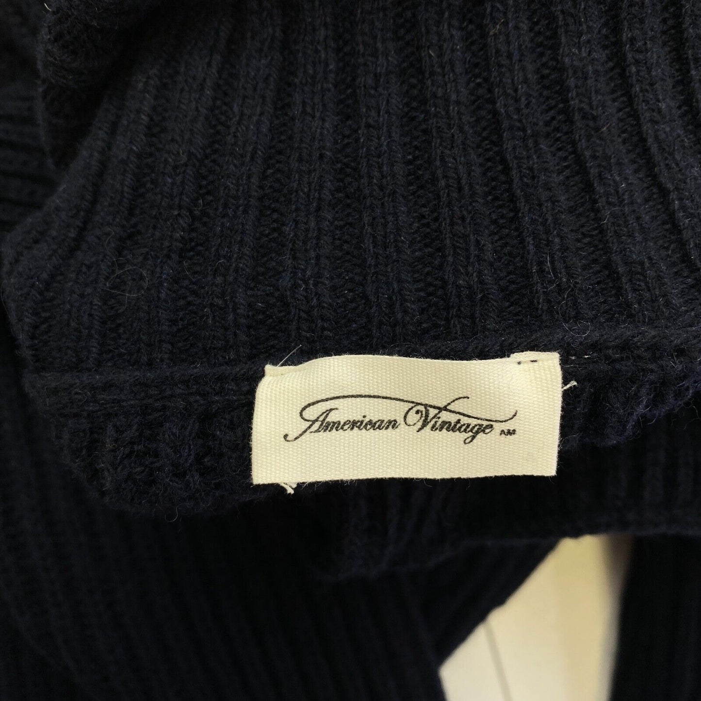 American Vintage Women Navy Blue Wool High Neck Sweater Pullover Size M/L