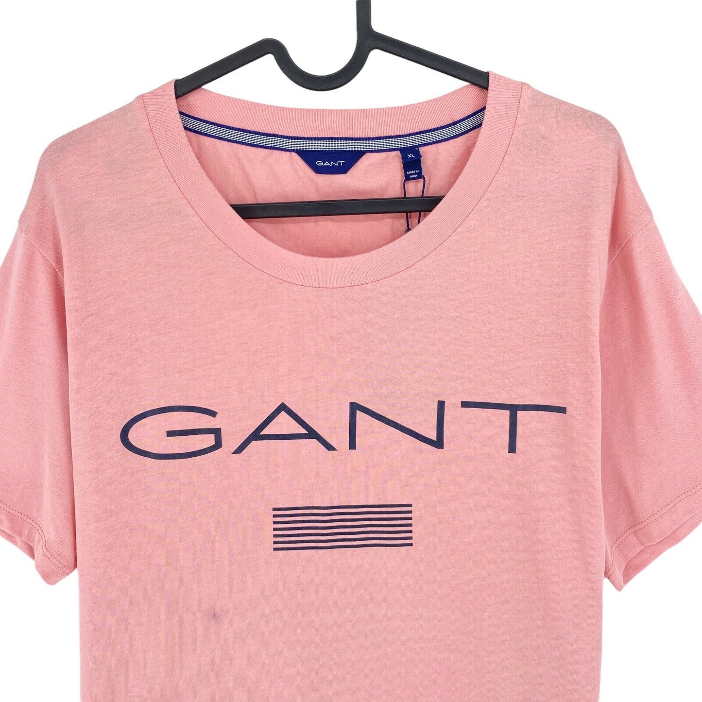 GANT T-Shirt mit Rundhalsausschnitt und rosa Streifen, Größe XL