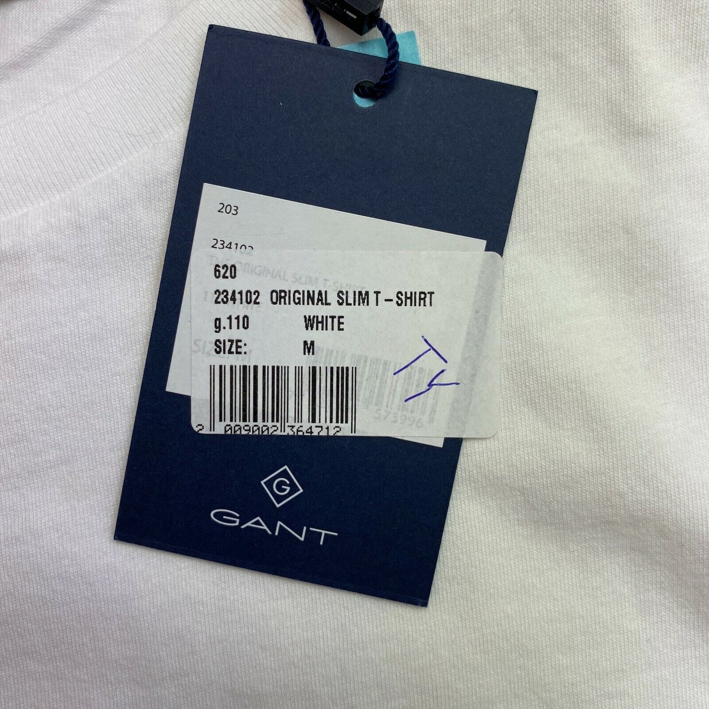 GANT White Original Slim Crew Neck T Shirt Top Size M