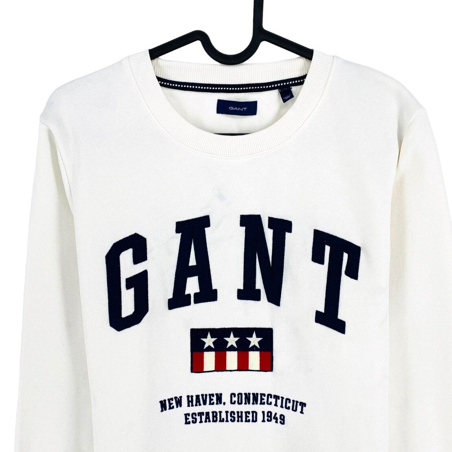 GANT White Retro Logo Crew Neck Jumper Sweater Size M