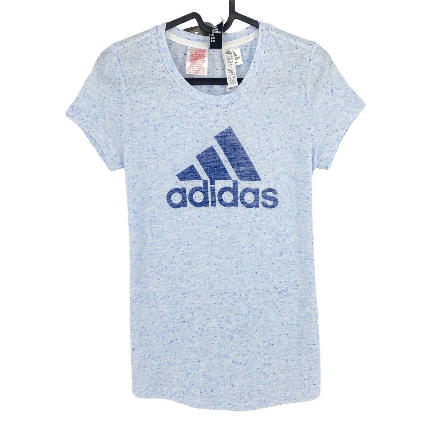 Adidas T-Shirt mit Rundhalsausschnitt und großem Logo, Hellblau, Größe 11–12 Jahre