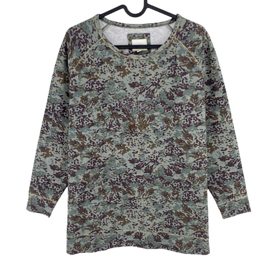 LA MARTINA Green Camo Fleece Crew Neck Sweater Jumper Size 2 / S